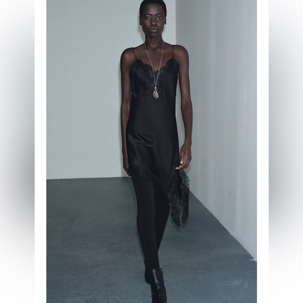 ZARA NWT ZW Collection Asymmetric Lace Dress - Picture 10 of 15